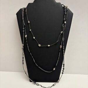 Silpada Sterling Silver and Hematite Three Strand Necklace.  N2097 Retired.